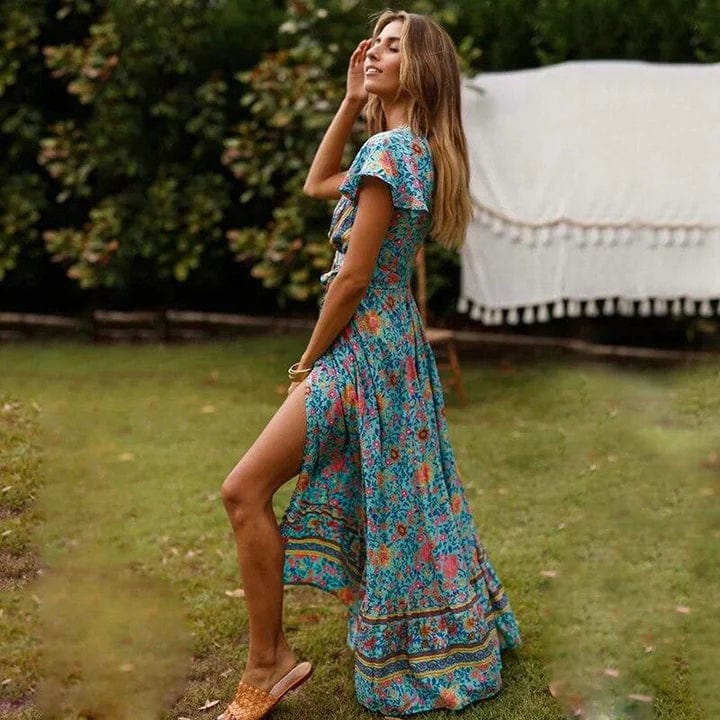 Aude | Robe longue bohème portefeuille pour femme | Moderne - Image 3