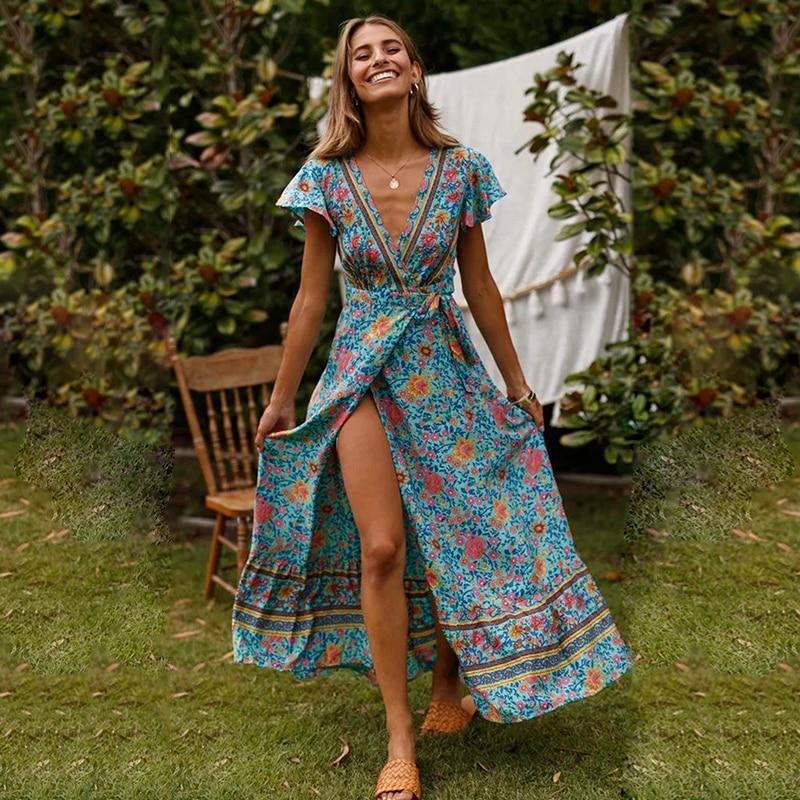 Aude | Robe longue bohème portefeuille pour femme | Moderne - Image 4