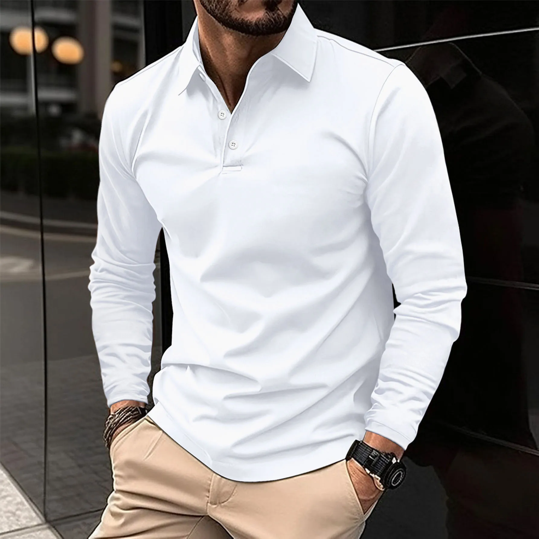 Eugène | Polo pour Homme | Manches Longues, Coupe Structurée & Tendance - Image 3