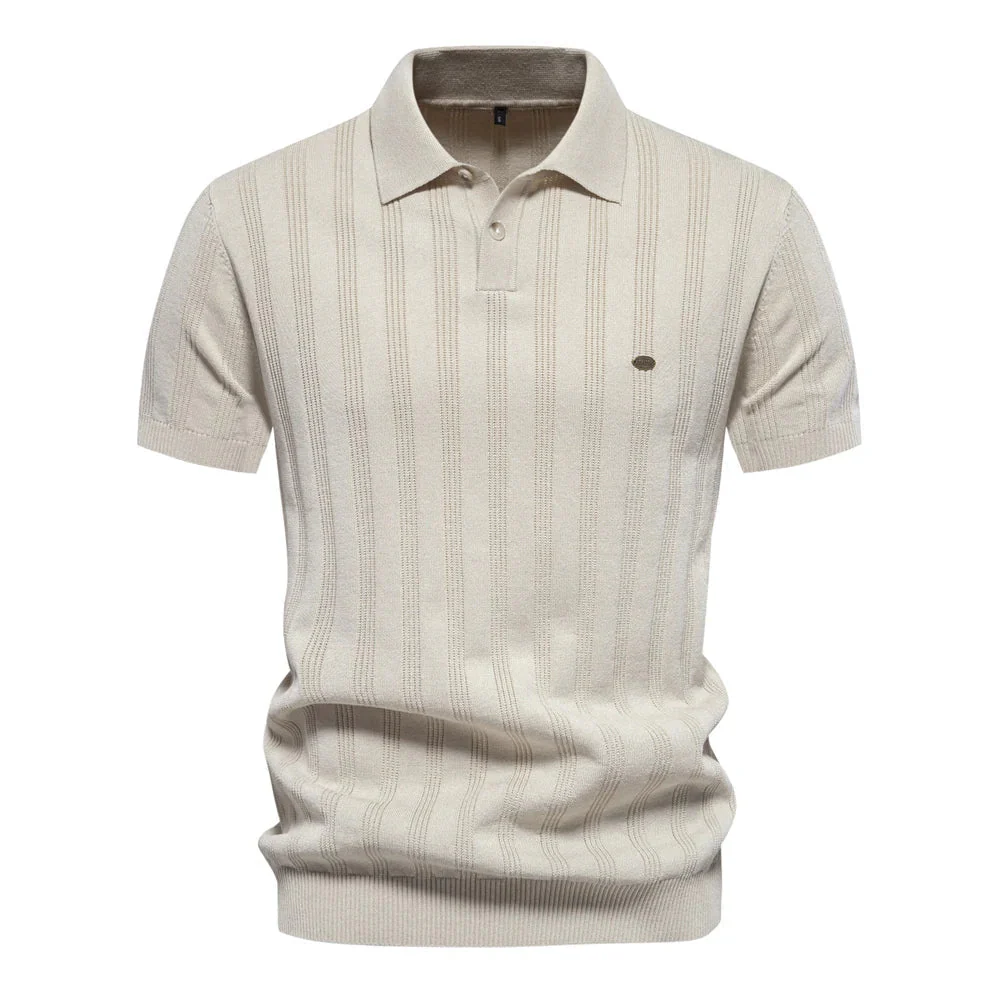 Florentin | Polo pour Homme | Rayé en Maille, Col Boutonné & Moderne