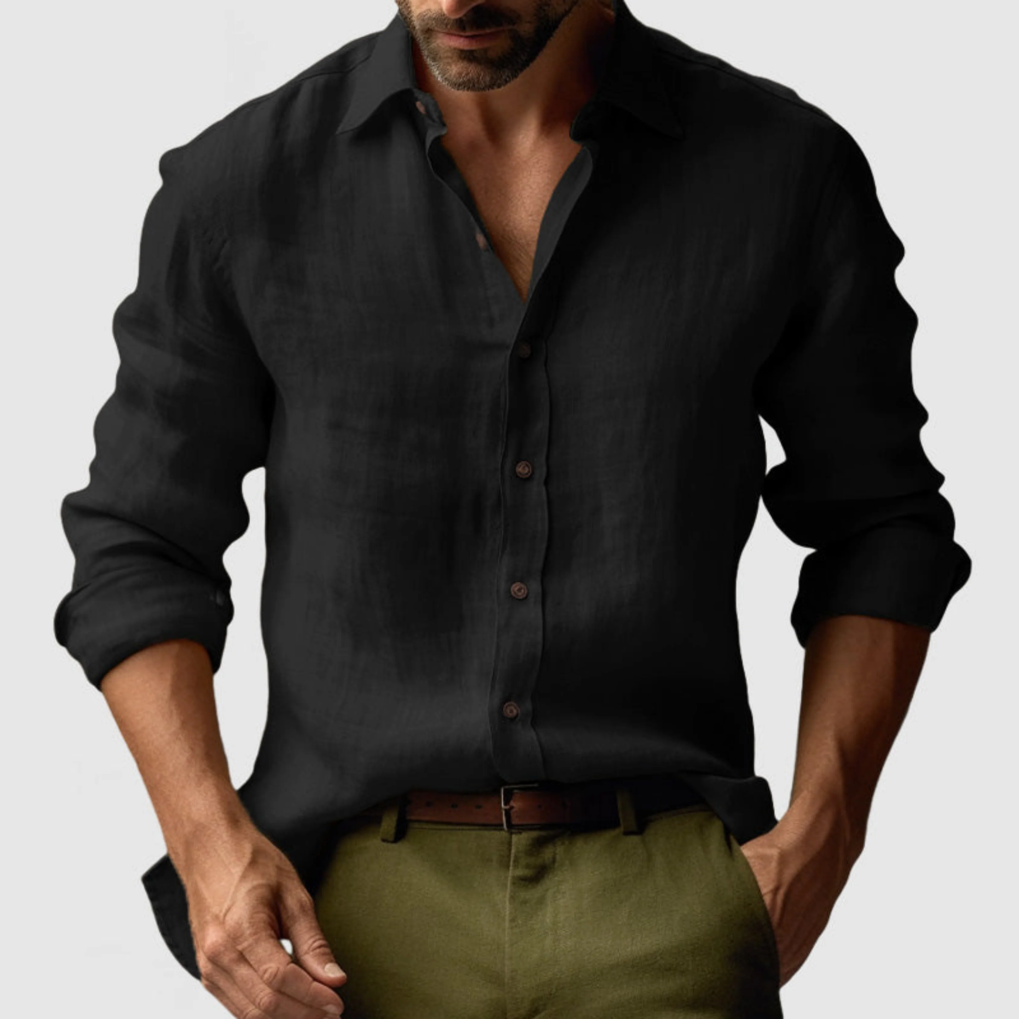 Hubert | Chemise vintage hommes | Manches longues - Image 9