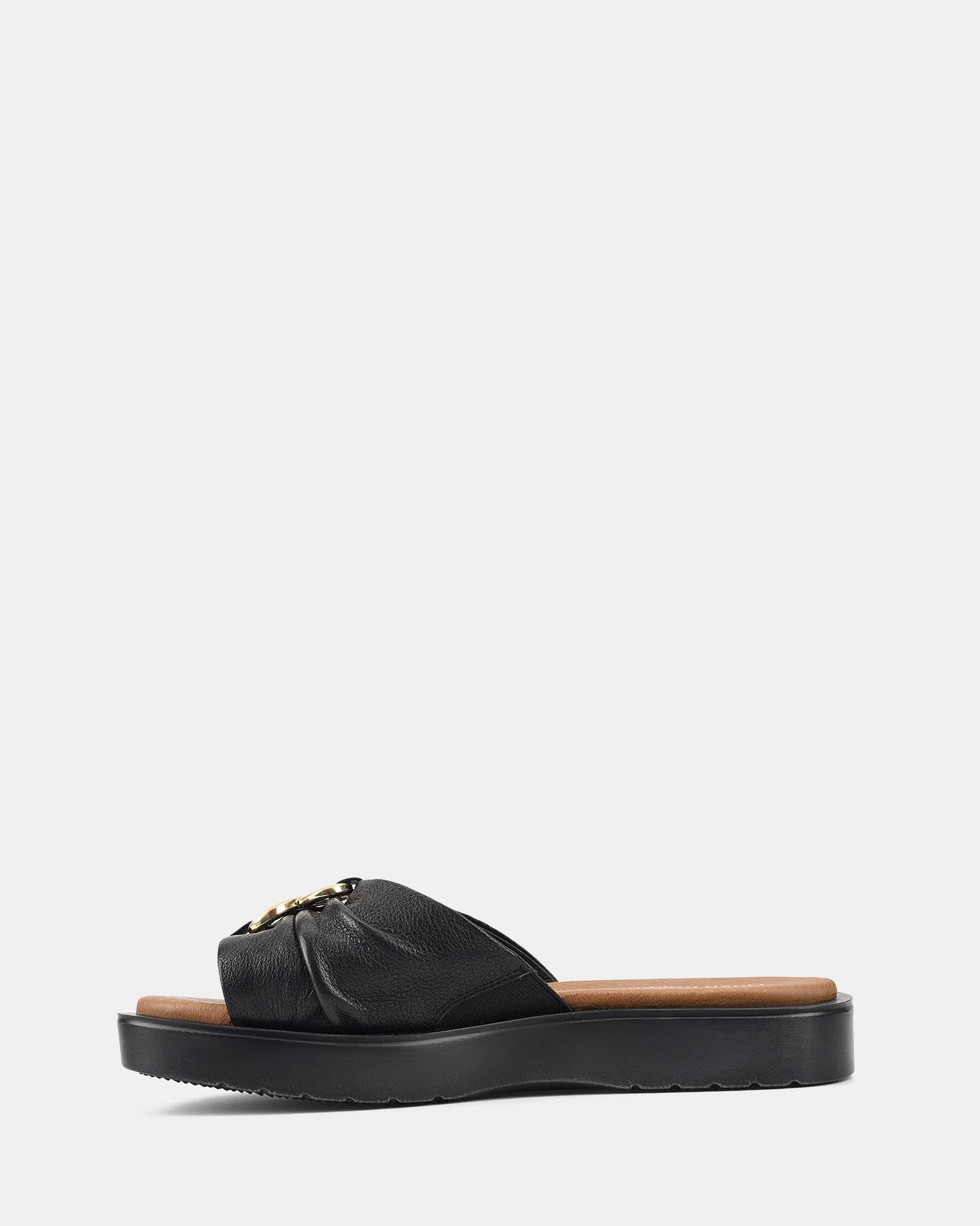 Ivoiry | Sandales noires à semelle ondulée et boucle dorée pour femmes | Moderne - Image 3