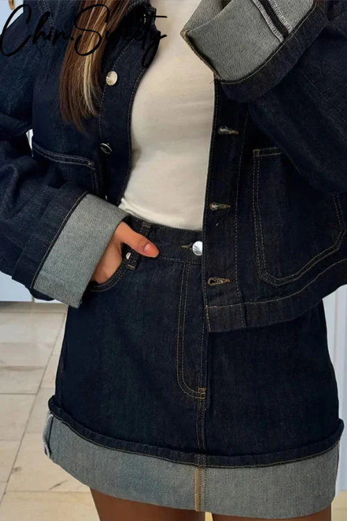 Morwenna | Ensemble femme veste en jean courte | Moderne - Image 4