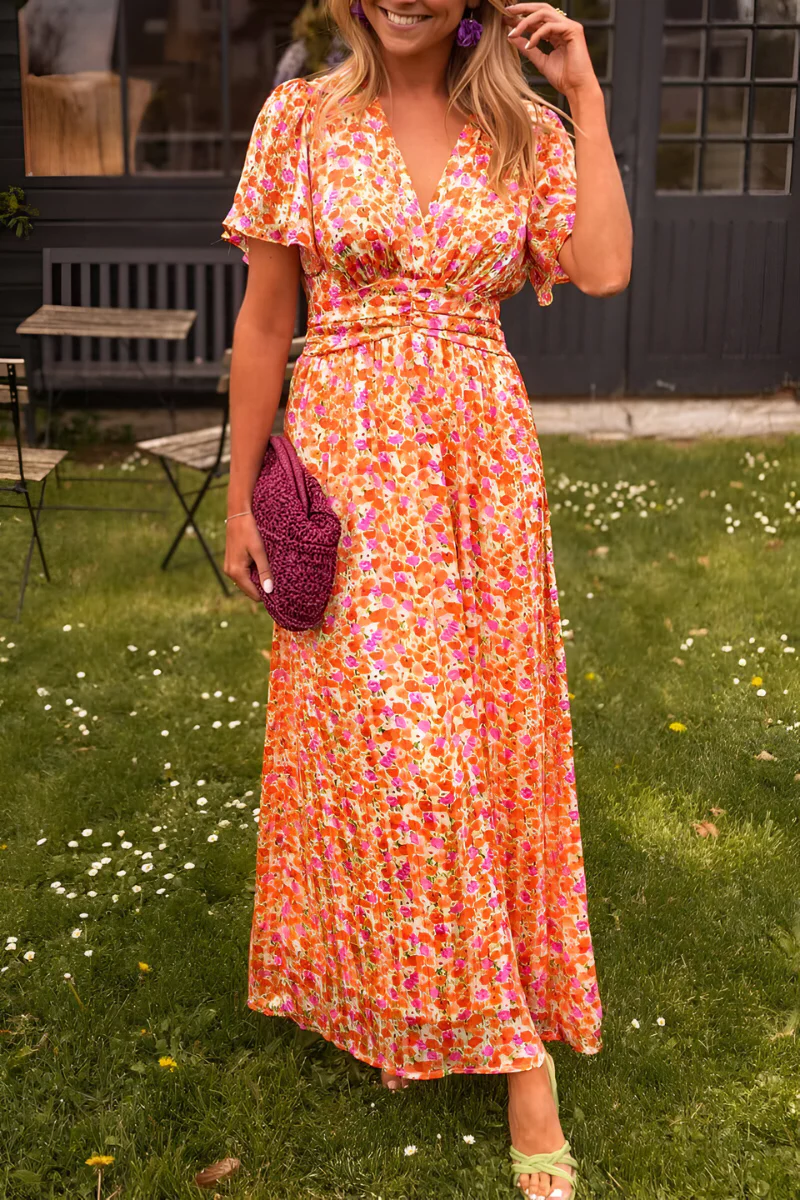 Rodelia | Robe longue à col en V pour femme | Tendance - Image 3