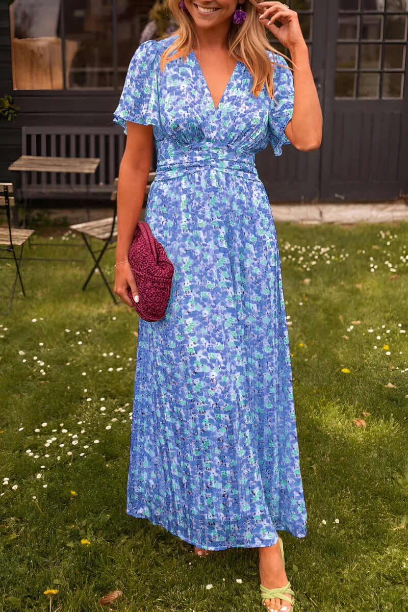 Rodelia | Robe longue à col en V pour femme | Tendance - Image 4