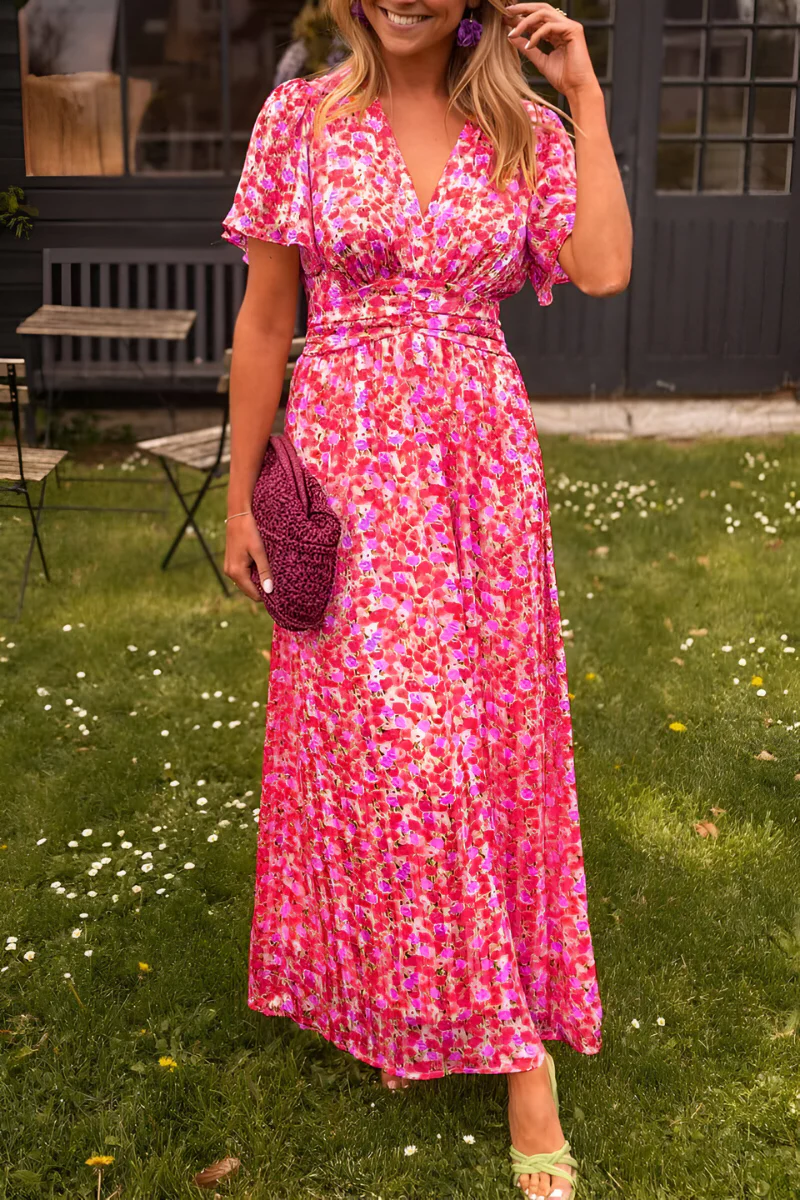 Rodelia | Robe longue à col en V pour femme | Tendance - Image 5