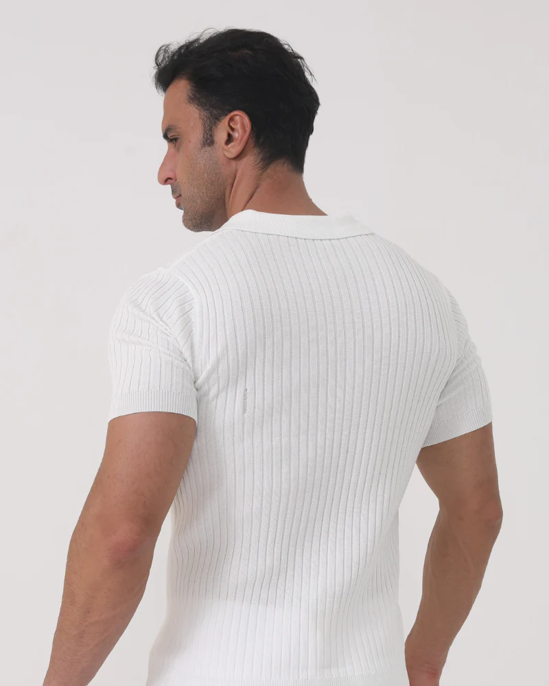 Sully | Polo pour Homme | Maille Côtelée, Col En V & Tendance - Image 3