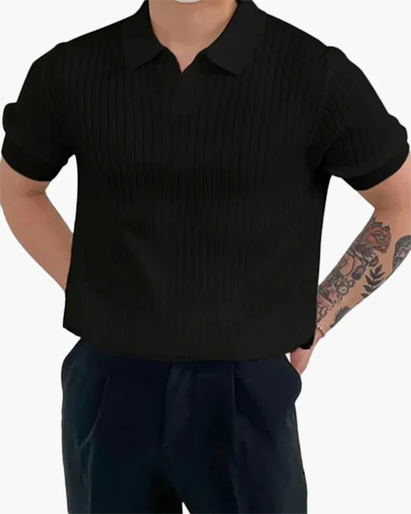 Sully | Polo pour Homme | Maille Côtelée, Col En V & Tendance - Image 5