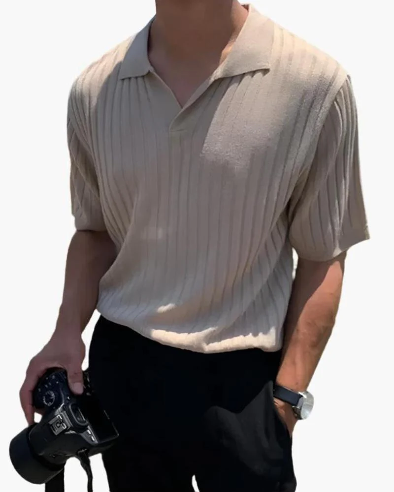 Sully | Polo pour Homme | Maille Côtelée, Col En V & Tendance - Image 6